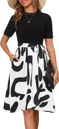 Annebouti Womens Ribbed Modest Midi Dress with Pockets - Work & Casual