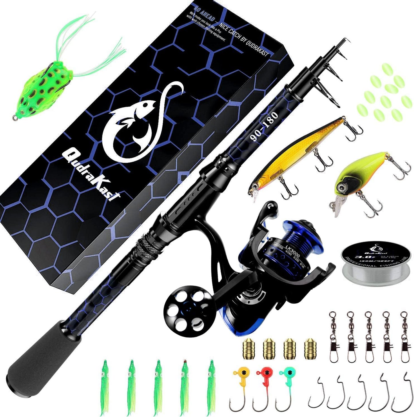 Carbon Fiber Telescopic Fishing Combo - QudraKast