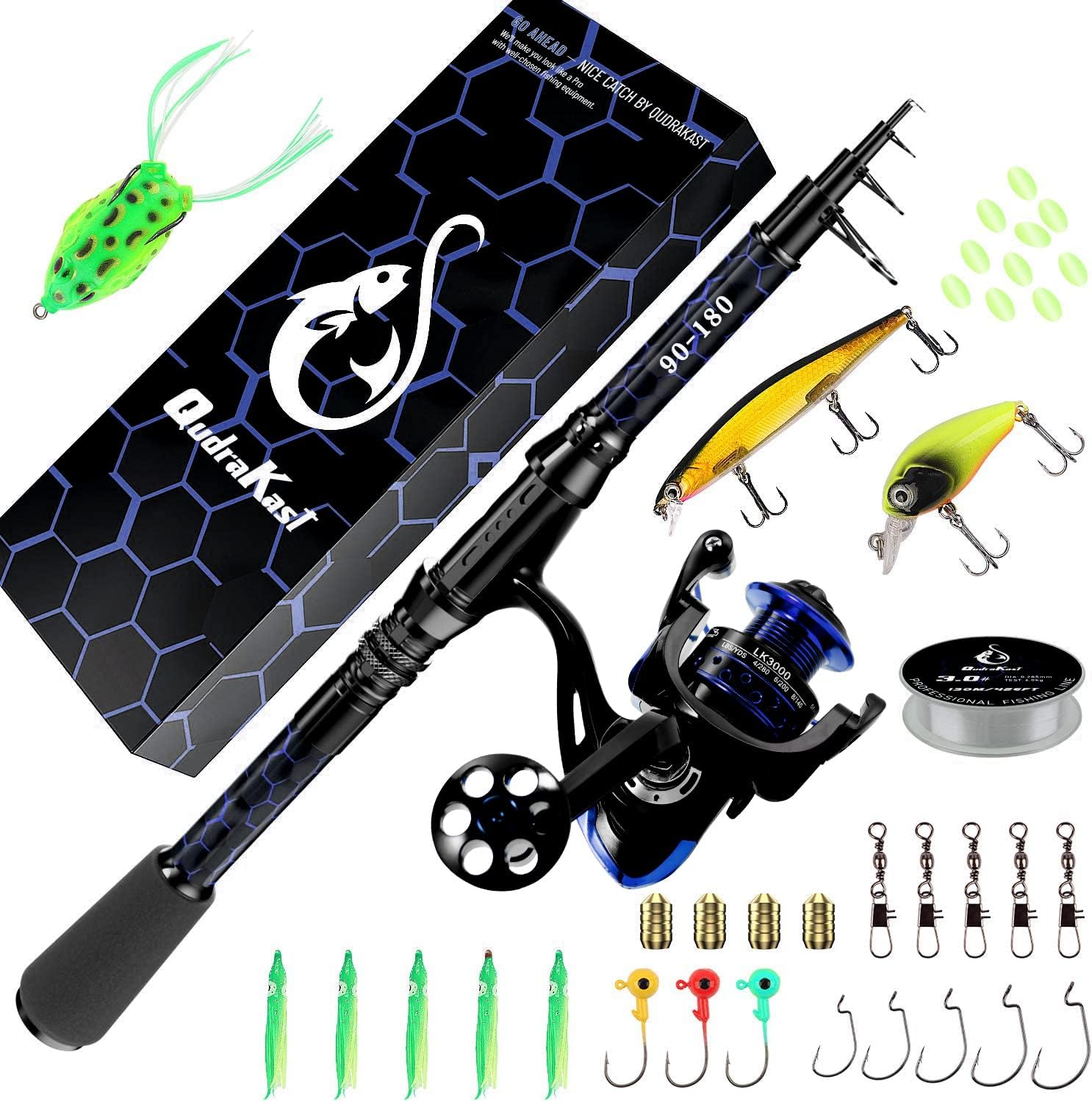 Carbon Fiber Telescopic Fishing Combo - QudraKast