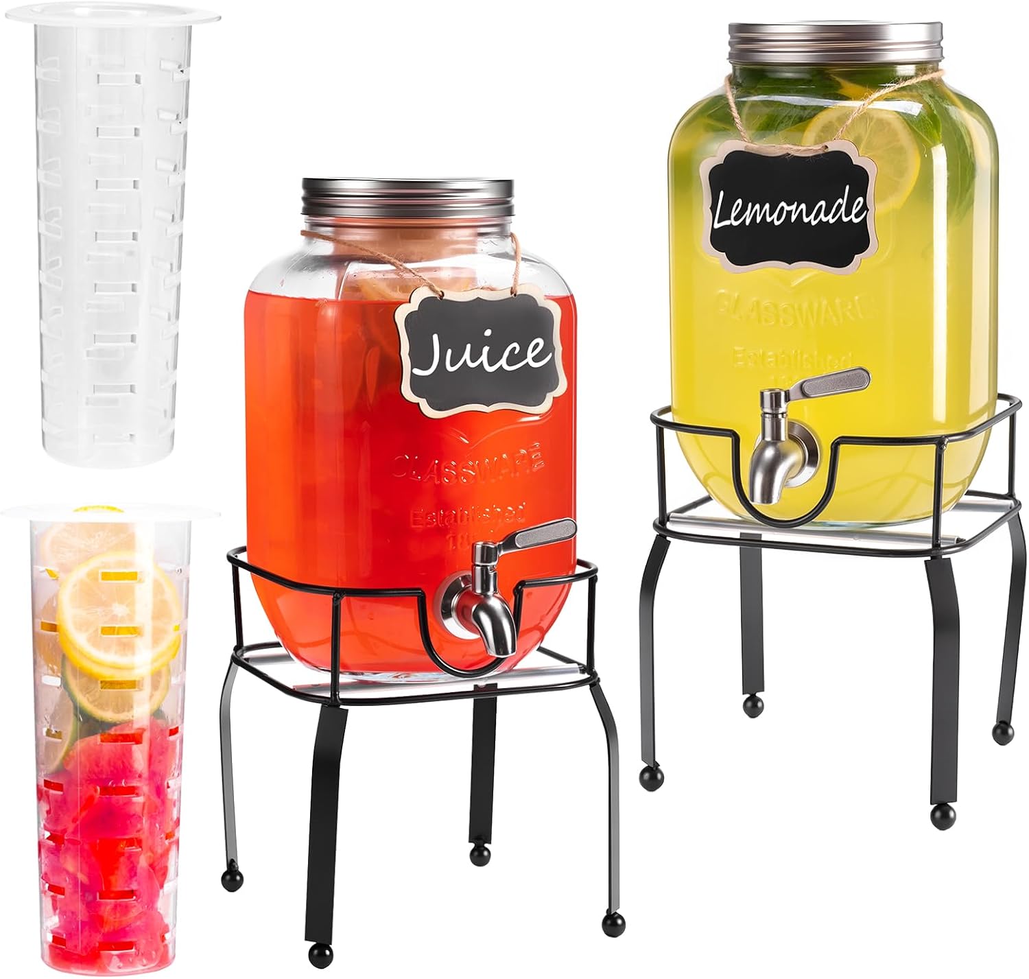 1 Gallon Glass Drink Dispensers for Parties and Events