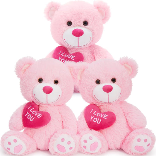 Cute 12 Pink Teddy Trio for Loved Ones!