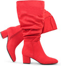Women's Extra Wide Calf Slouchy Suede Dress Boots - Comfortable Block