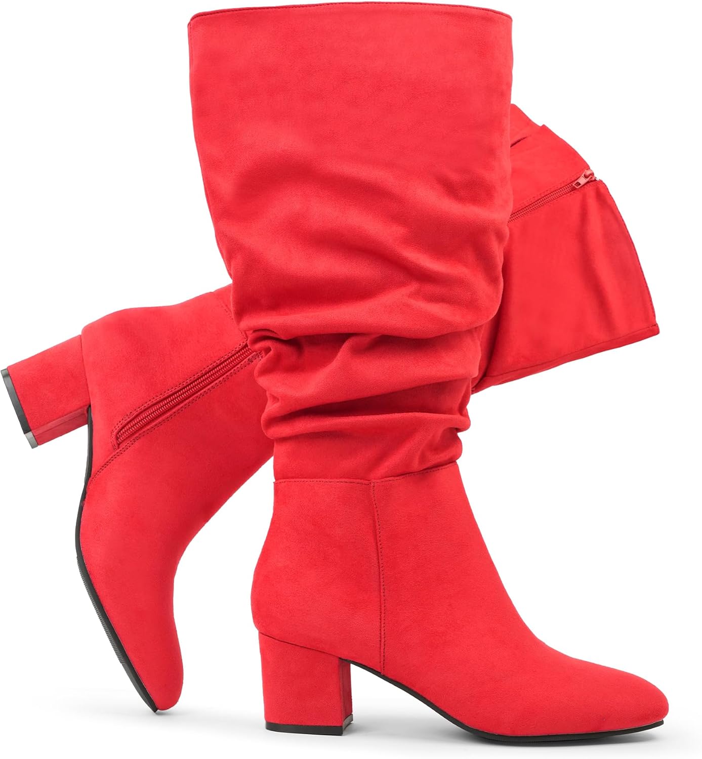 Chicblooms Women's Extra Wide Calf Slouchy Suede Dress Boots