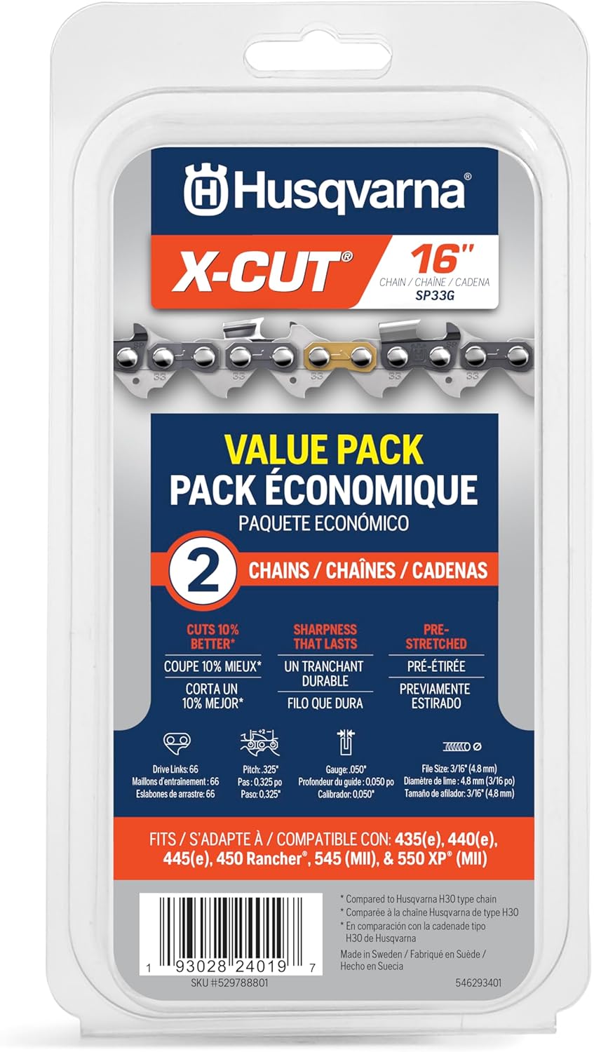Husqvarna X-Cut SP33G 16 Inch Chainsaw Chain Replacement Pack