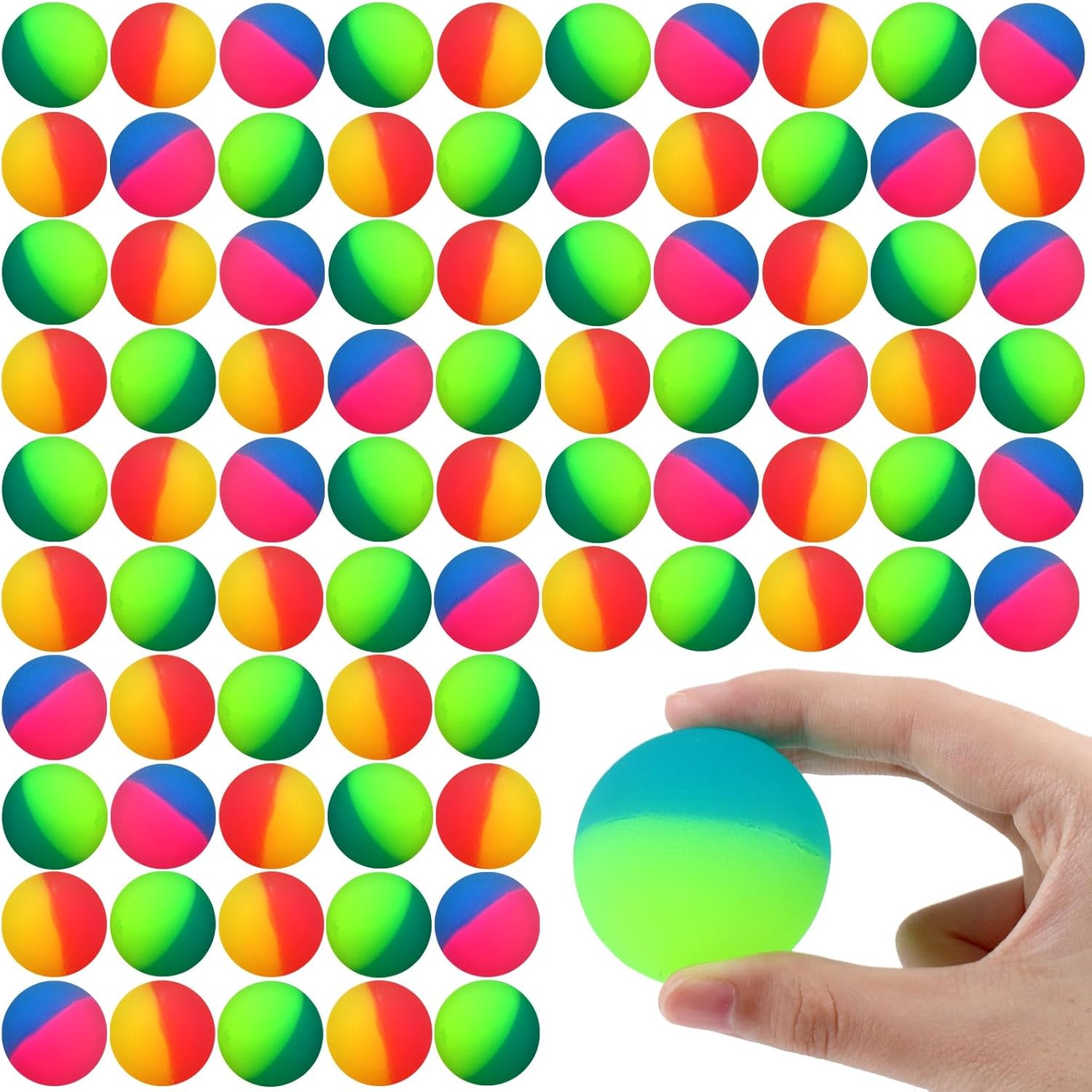 Jenaai 150 Pcs Bouncy Balls for Kids - Colorful Rubber Fun