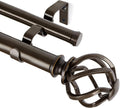 1 Inch Double Curtain Rods 36 to 72 in - Heavy Duty Antique Bronze