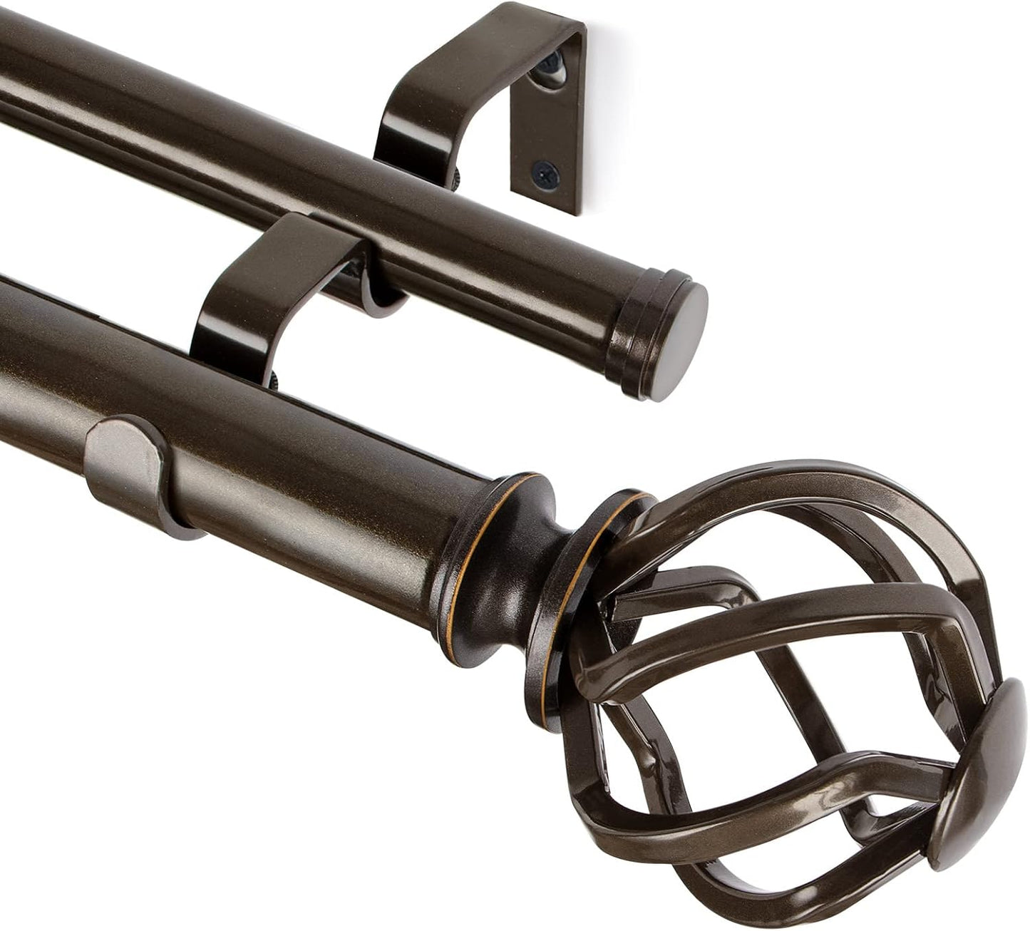 KAMANINA Double Curtain Rods 36 to 72 Inches for Windows