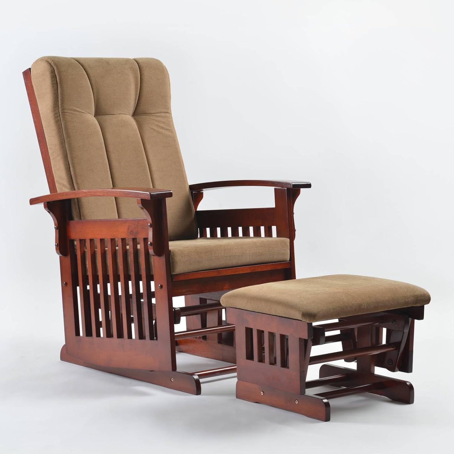 Glider Rocking Chair with Ottoman for Nursery and Relaxation