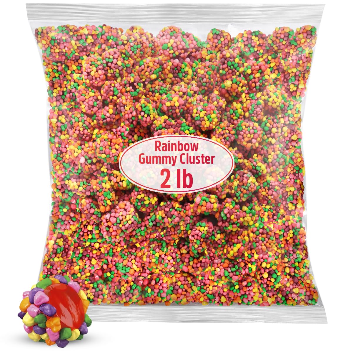 Gummy Clusters Rainbow 2lb Pack for Parties and Everyday Enjoyment