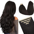 DOORES Human Hair Tape In Extensions Dark Brown 20in - Natural Look