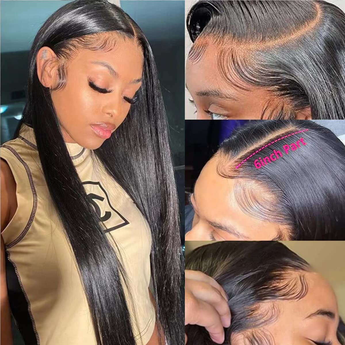 36 Inch 13x6 HD Transparent Straight Lace Front Wigs for Women