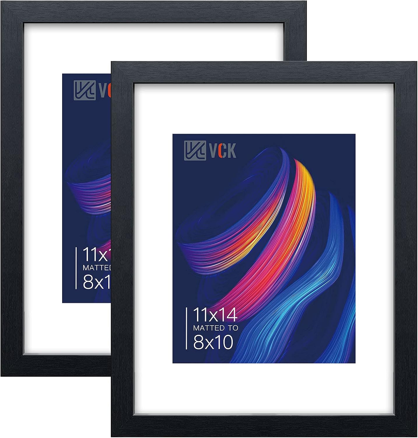 VCK 11x14 Picture Frame Set of 2 - Elegant Black Wooden Frames