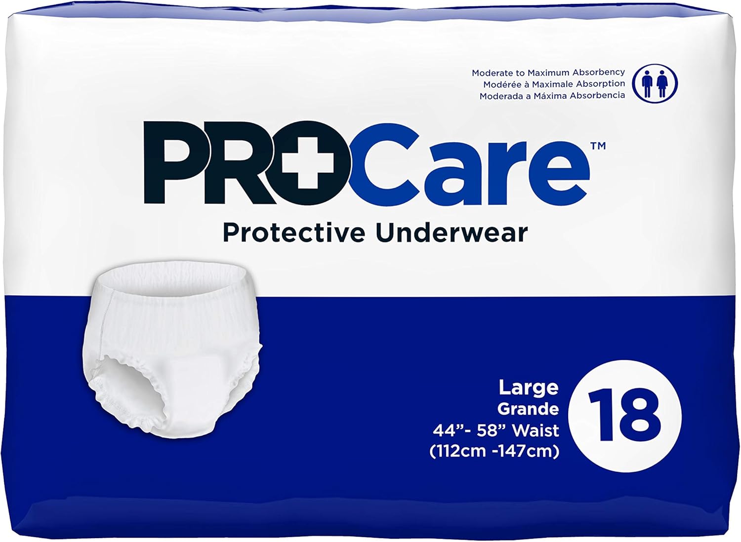 ProCare Large Pull-On Adult Underwear, Moderate Absorbency - Pack of 18