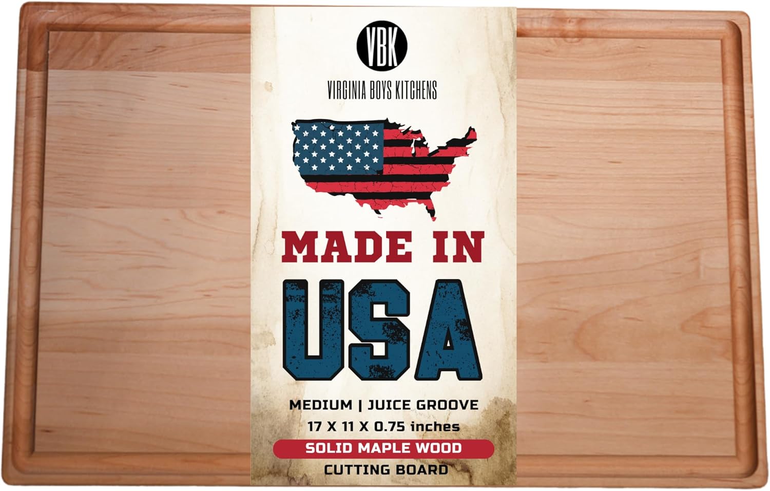 Premium Quality Medium Solid Maple Wood Cutting Board for Kitchen