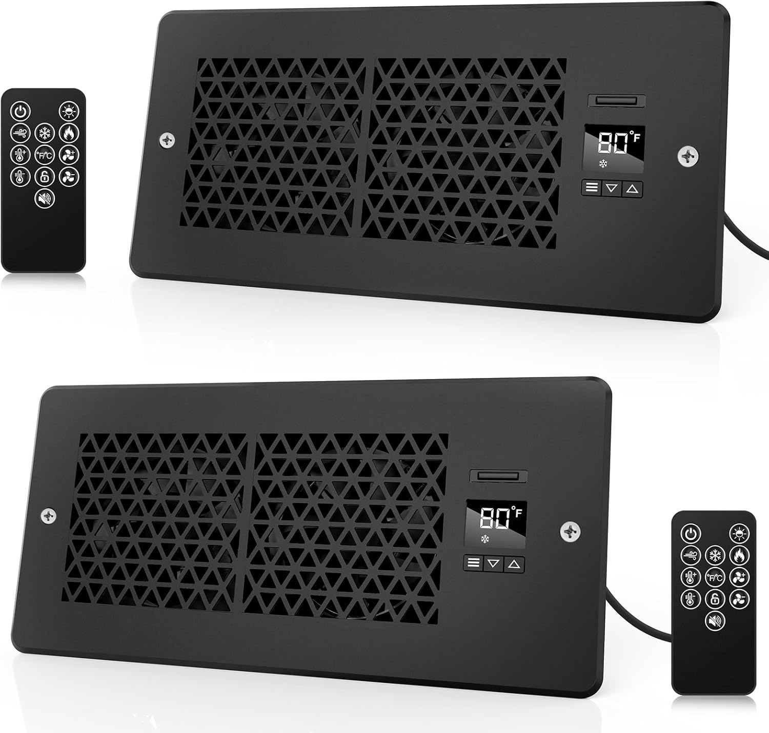 2-Pack Register Booster Fan for 4in x 10in Vents with Remote Control