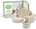 Granite Cream 8 Piece Ceramic Nonstick Cookware Set - Induction Ready