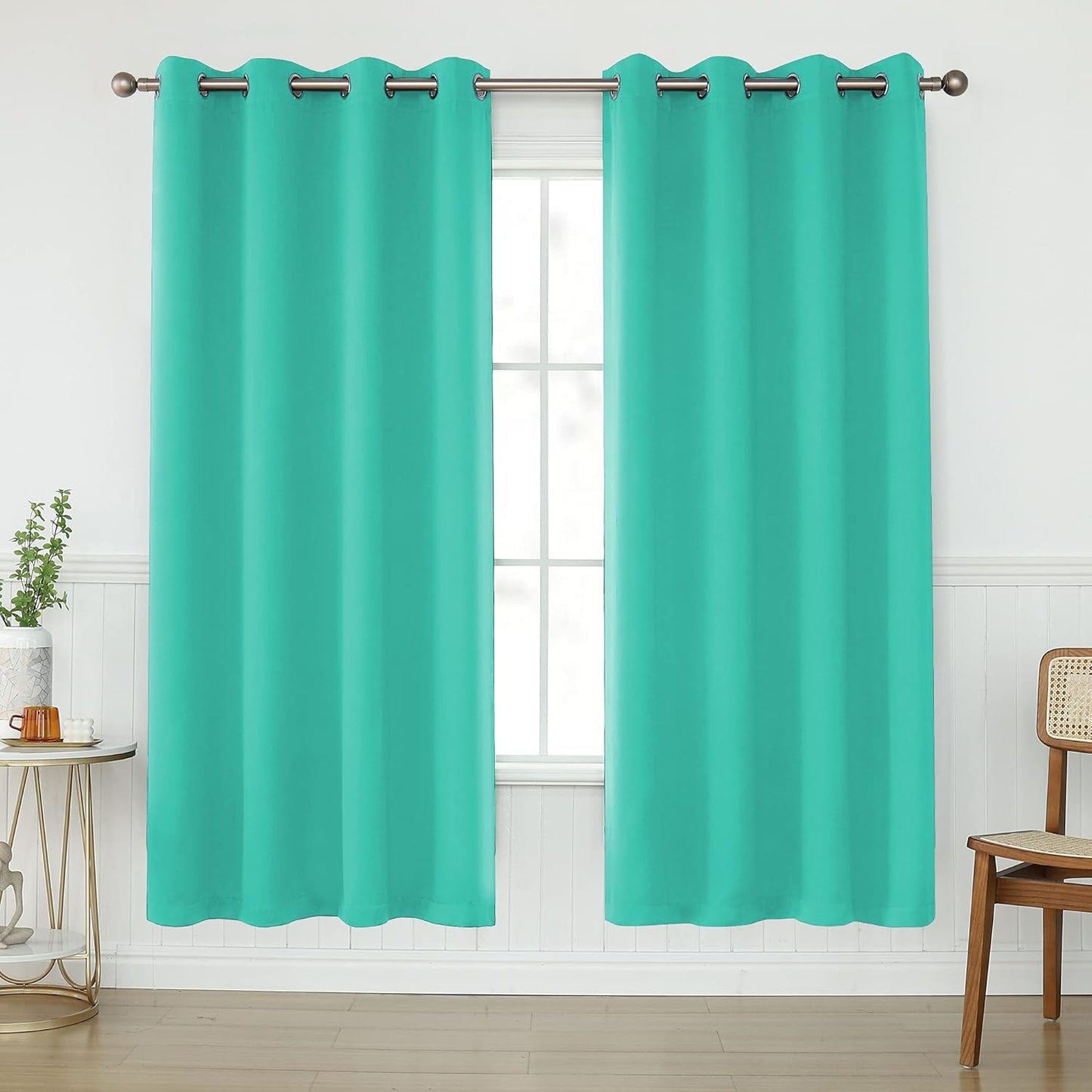 Turquoise Blackout Curtains for Living Room - 63 Inches Long