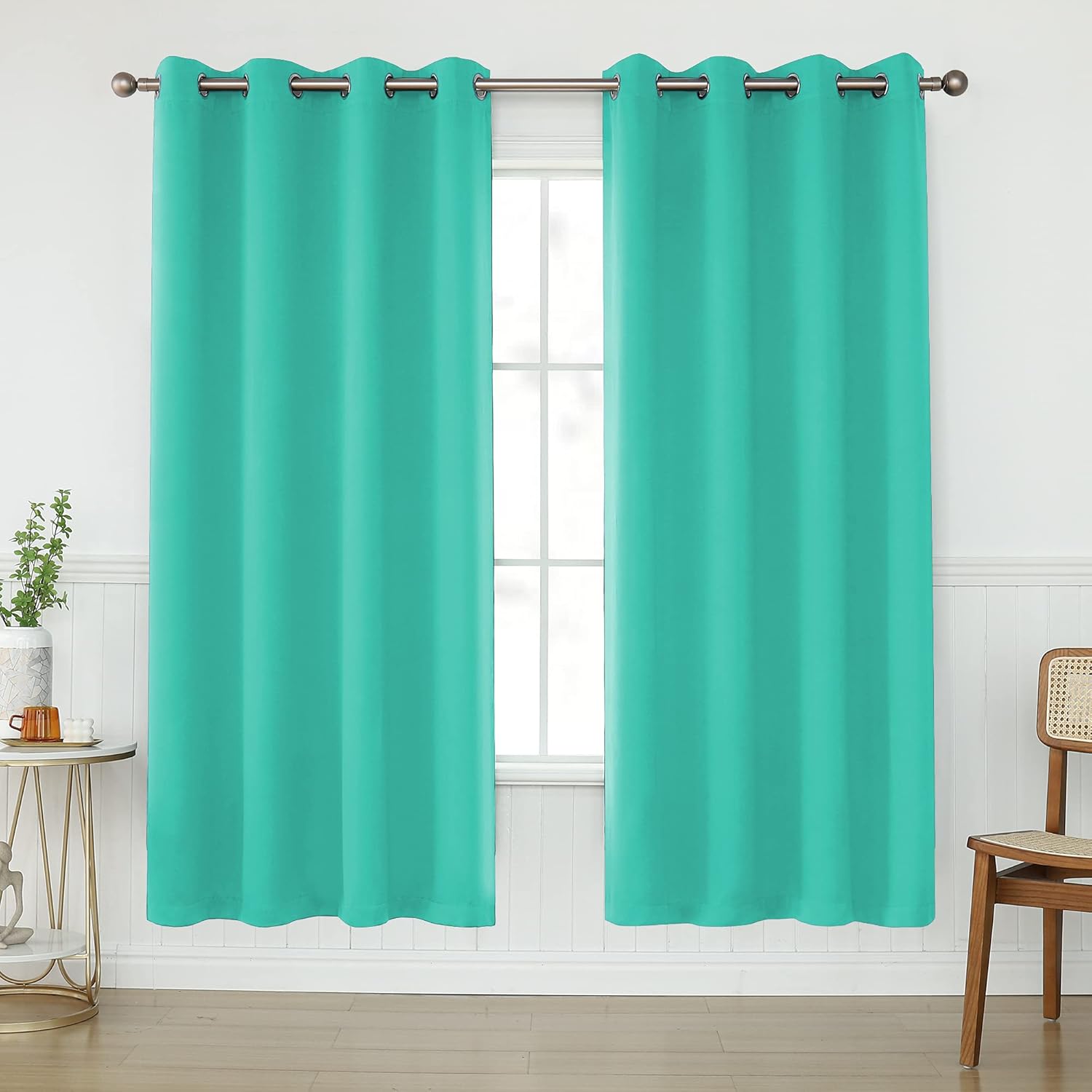 Turquoise Blackout Curtains for Living Room - 63 Inches Long