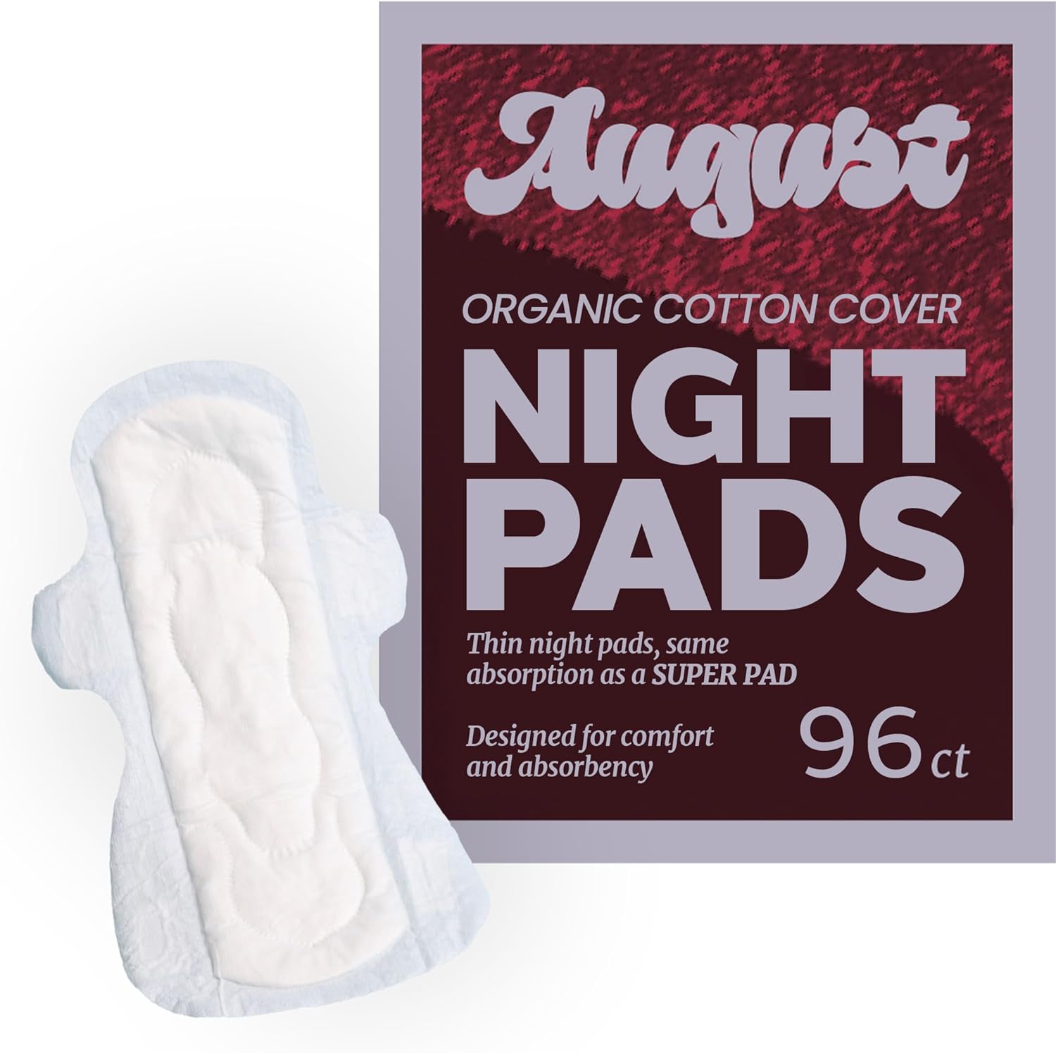 August Menstrual Organic Cotton Cover Pads for Super Absorbency