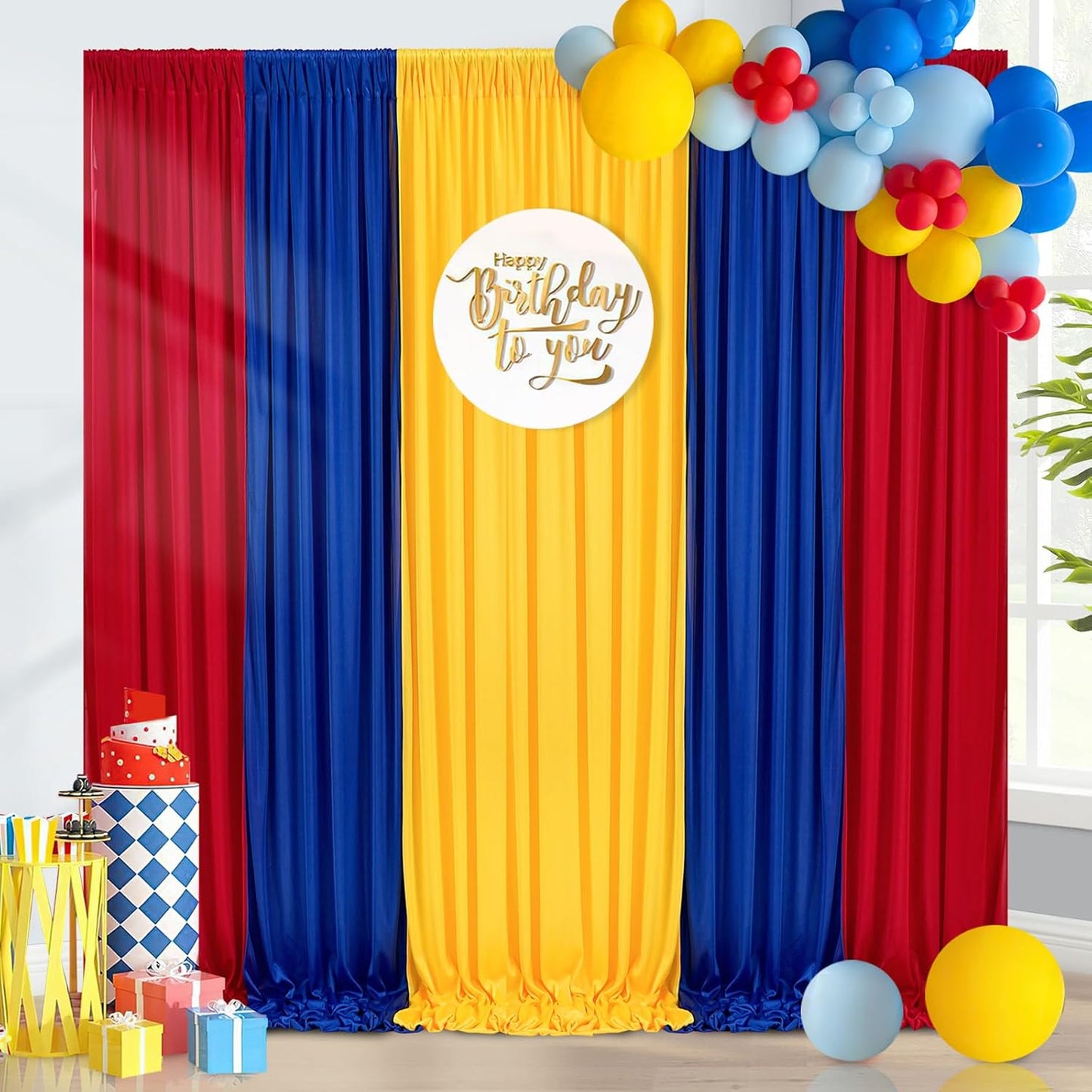 Colorful Rainbow Backdrop Curtains for Parties and Events