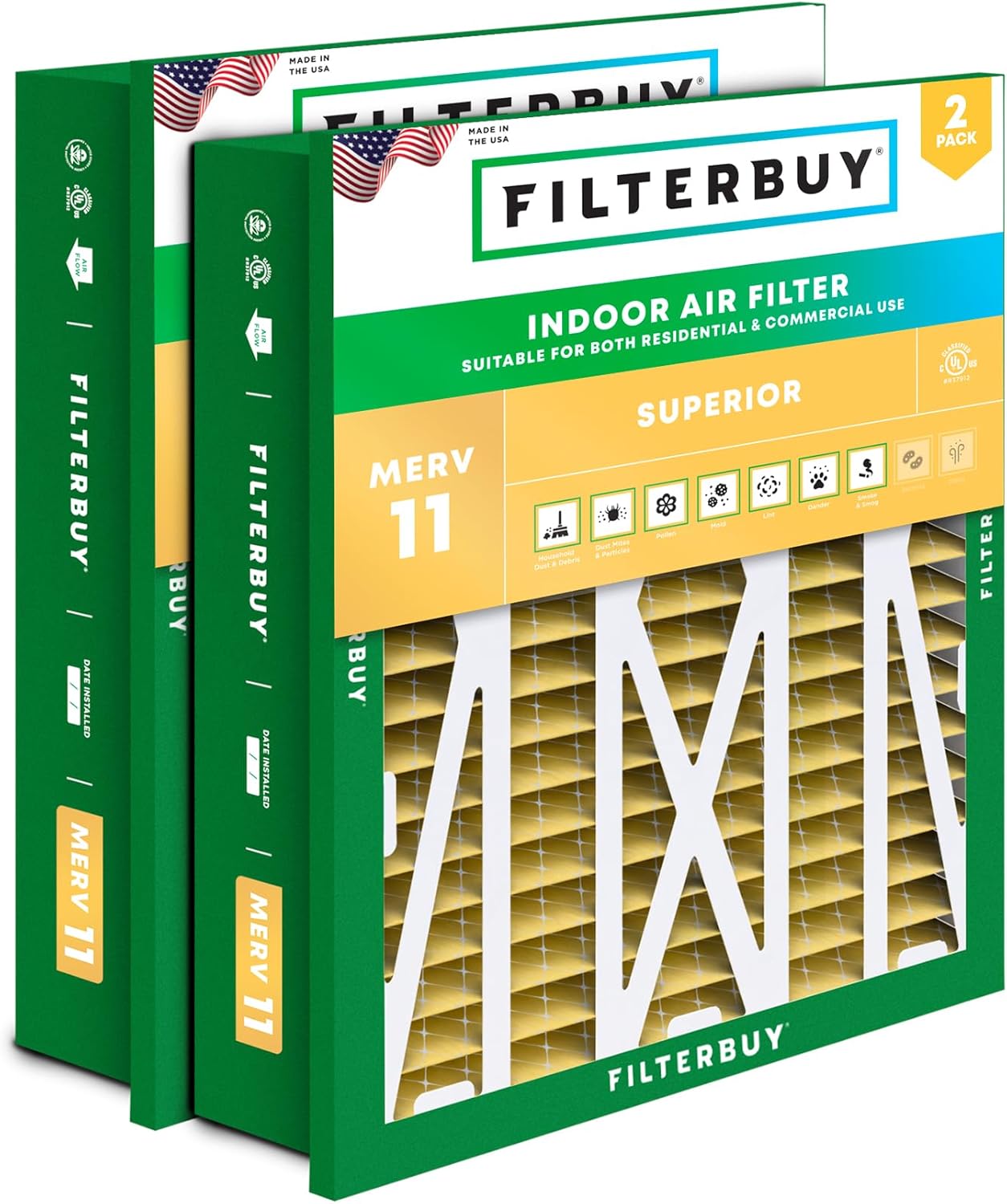 Filterbuy 20x20x5 Air Filter MERV 11 for Pet & Allergy Defense