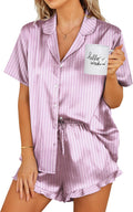 Ekouaer Satin Pajamas Set Womens 2-Piece Shorts Set - Soft Silk Feel