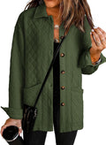 Casual Quilted Jacket for Women Button Down Collared Long Sleeve