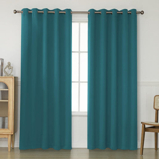 KEQIAOSUOCAI Teal Curtains for Bedroom - Room Darkening Drapes