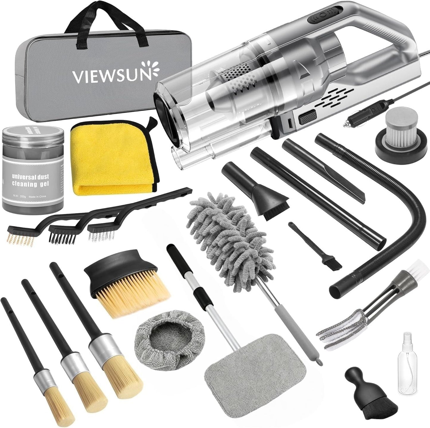 Viewsun Car Cleaning Kit: 16PCS Detailing Supplies