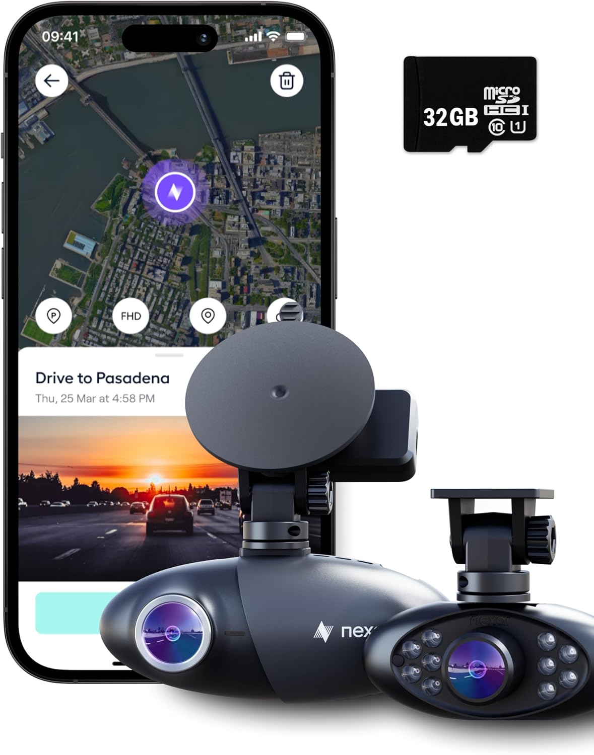 Nexar Pro Dual Dash Cam with 1080p FHD and Night Vision