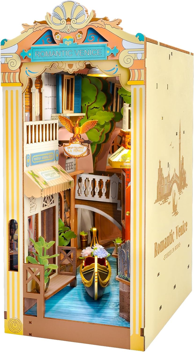 Rowood DIY Book Nook Kit with Dust Cover for Adults - Venice