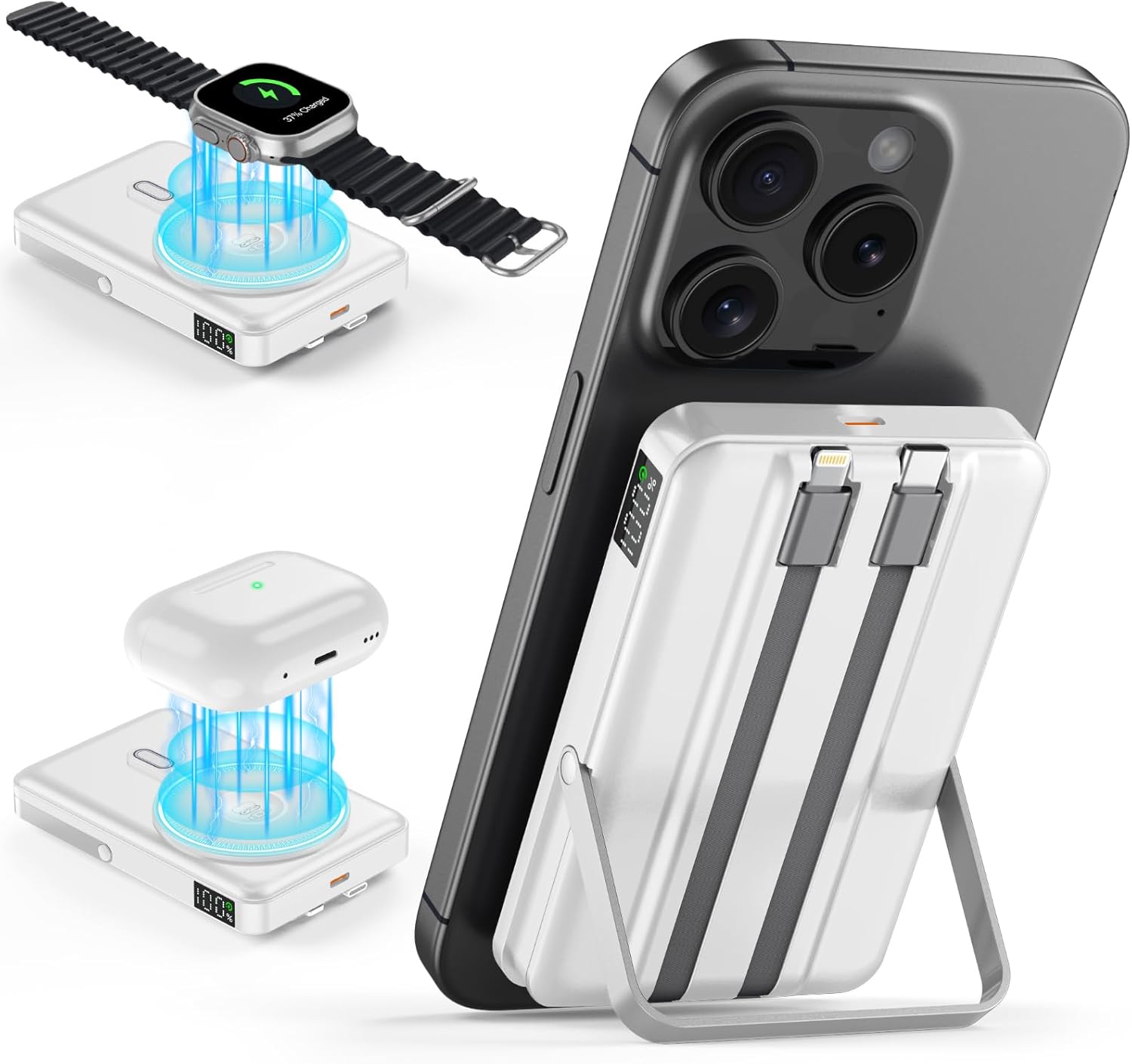 10,000mAh Fast Magnetic Power Bank for iPhone, Apple Watch, AirPods