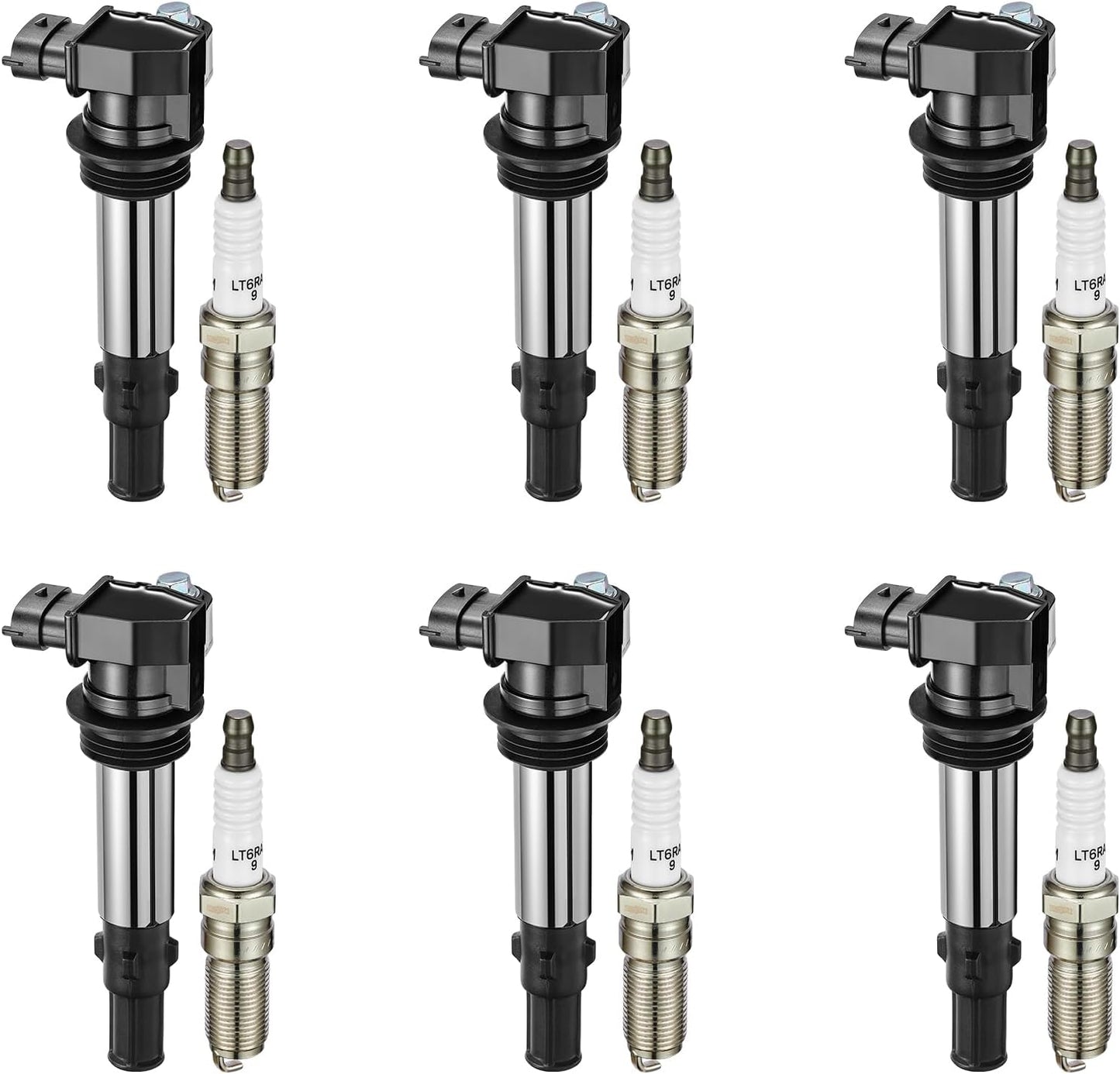 BDFHYK Ignition Coil Pack UF375 and Iridium Spark Plugs 6509