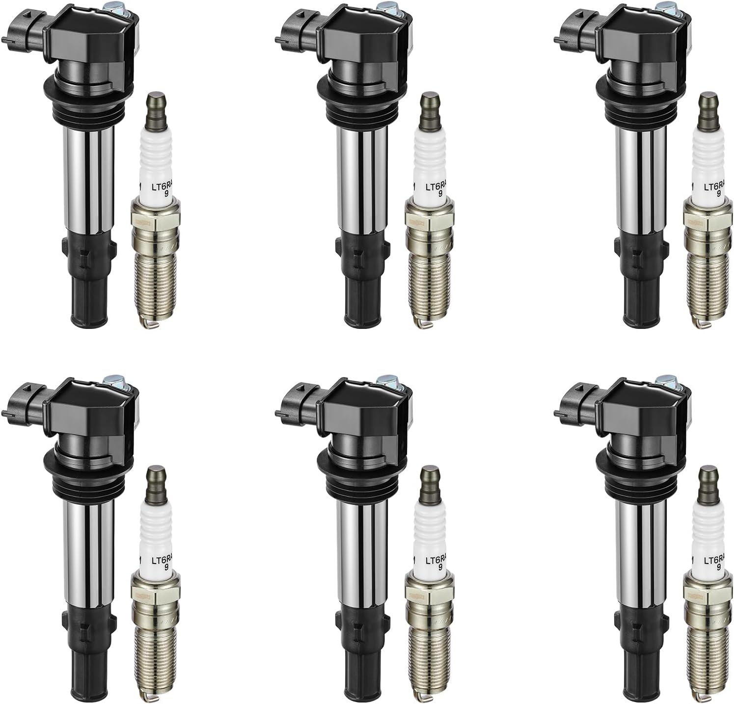 BDFHYK Ignition Coil Pack UF375 and Iridium Spark Plugs 6509