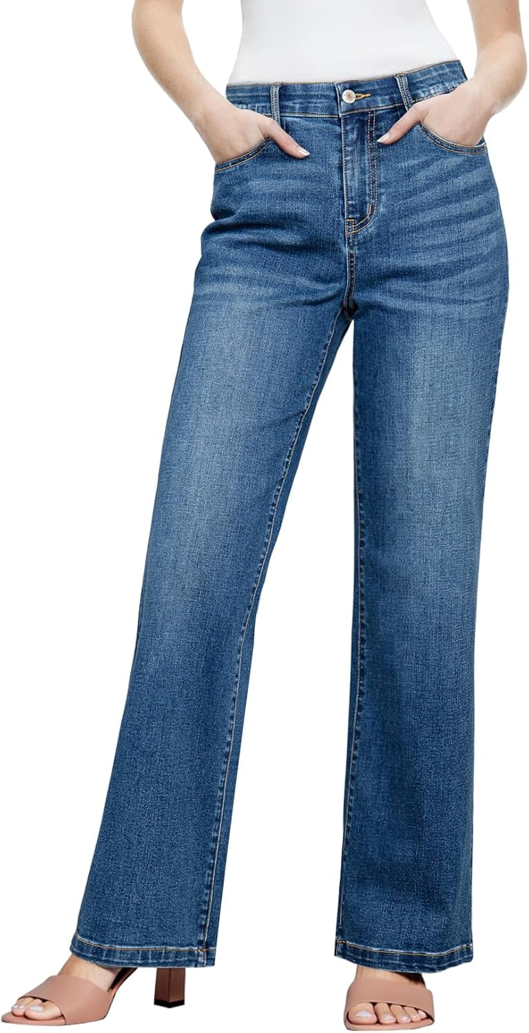 Wide Leg Jeans for Women with High Waist and Tummy Control