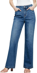 Wide Leg Jeans for Women High Waisted Tummy Control - Elastic Waist