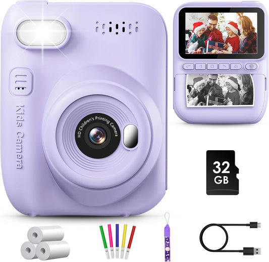Instant Print Kids Camera + 32GB Card & Paper Rolls - GREENKINDER