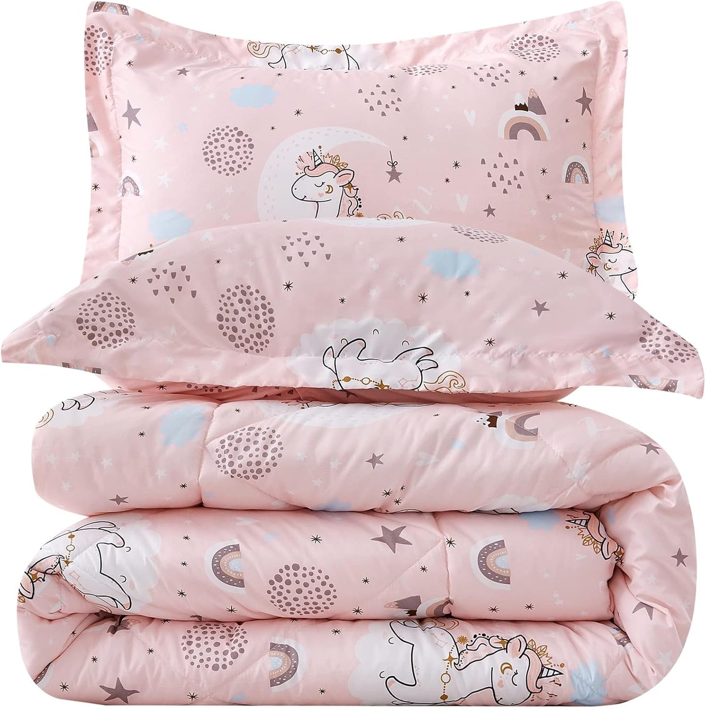 JSD Pink Unicorn Kids Comforter Set for Cozy Sleep All Year