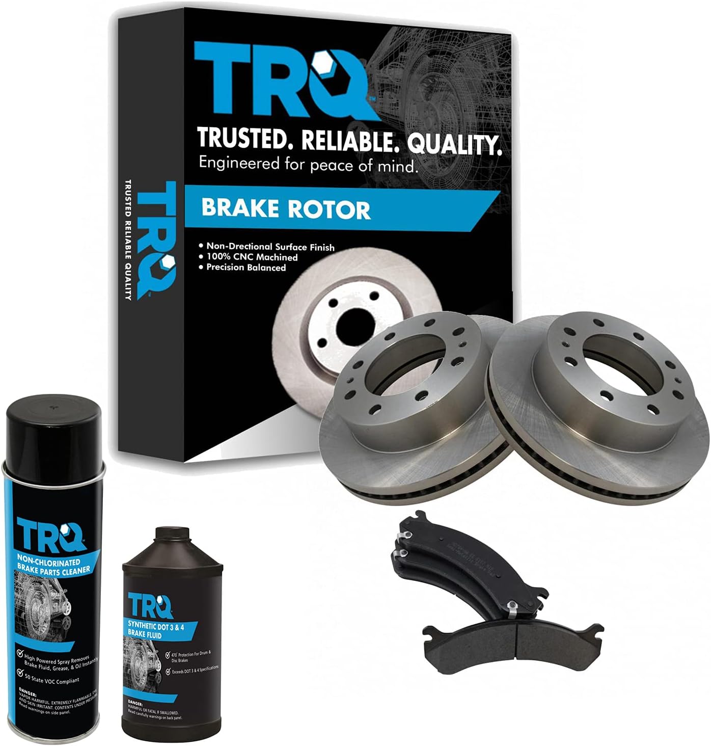 TRQ Front Brake Pad & Rotor Kit for Cadillac, Chevrolet, GMC