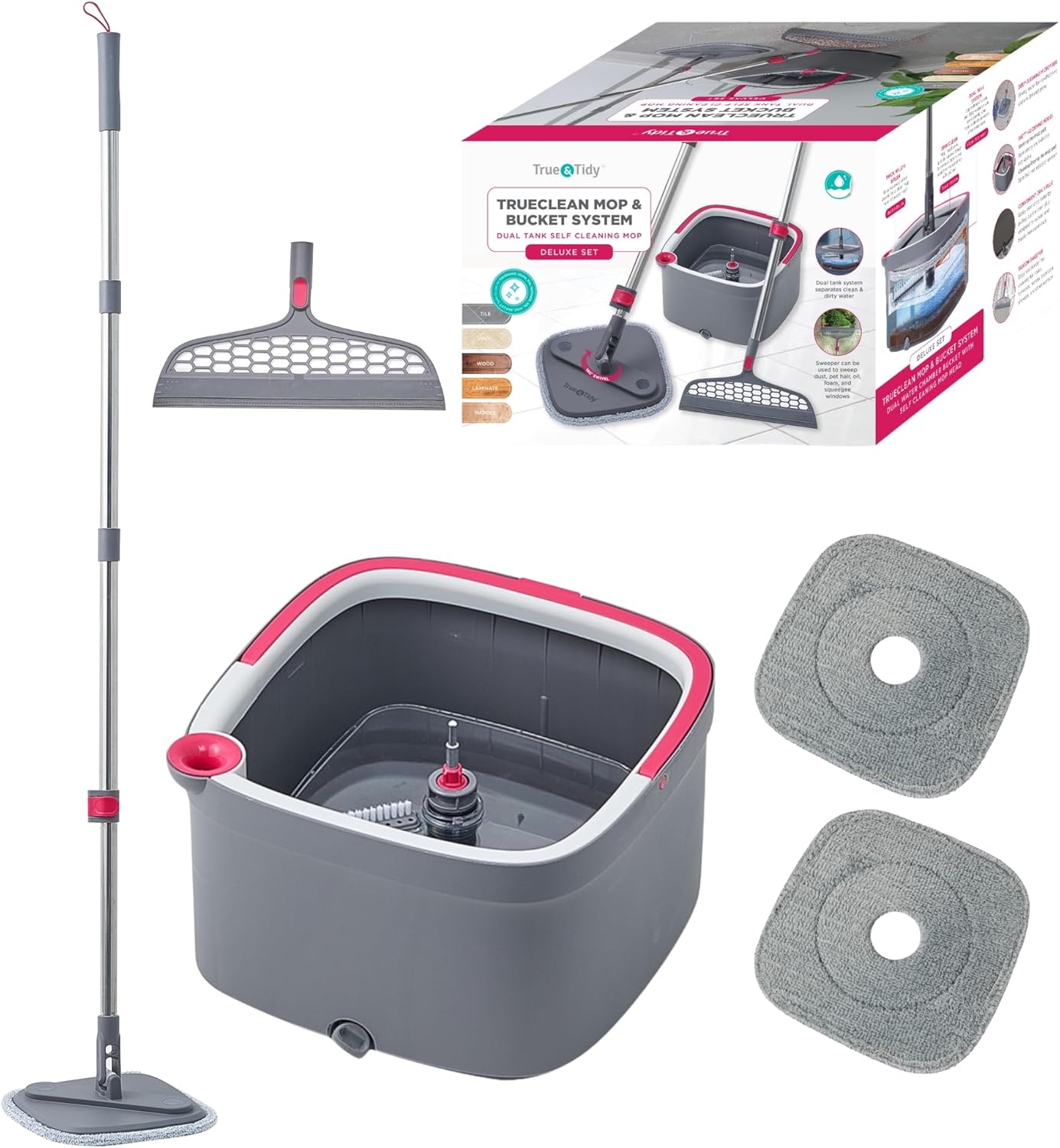 True Clean Mop and Bucket System Deluxe for Effortless Cleaning