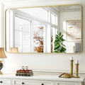 30 x 48 in Rounded Rectangular Bathroom Mirror - Gold Framed Modern