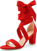 Leticia Strappy Heels for Women: Comfortable Lace Up Block Heels