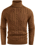 Men Turtleneck Sweater Slim Fit Cable Knit Mock Neck - Warm, Versatile