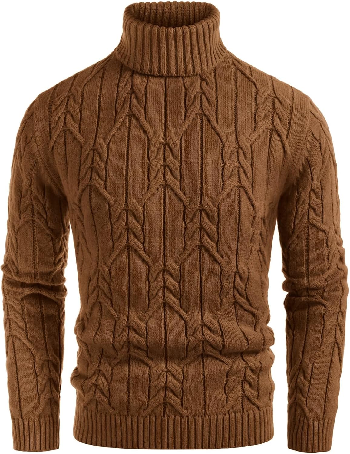 Stylish Cable Knit Turtleneck Sweater for Men - Slim Fit Design