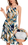 Built in Bra Halter Midi Sundress with Pockets - Flowy Summer Fit
