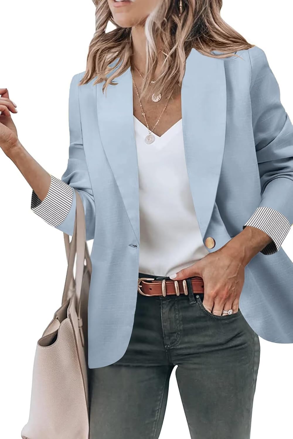 Genhoo Blazer Jackets for Women - Stylish Open Front Design