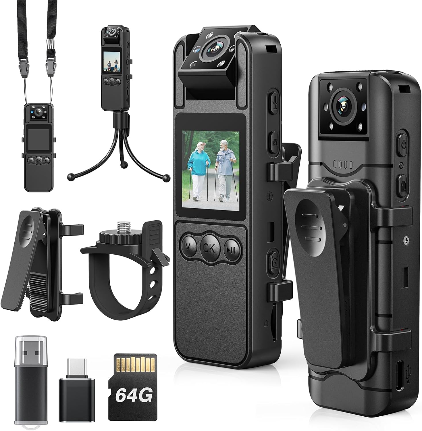 Z11 2K Body Worn Camera with 64GB Storage and 180 Rotatable Lens
