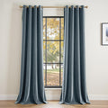 Lazzzy Blackout Velvet Blue Thermal Insulated Curtains 108 in
