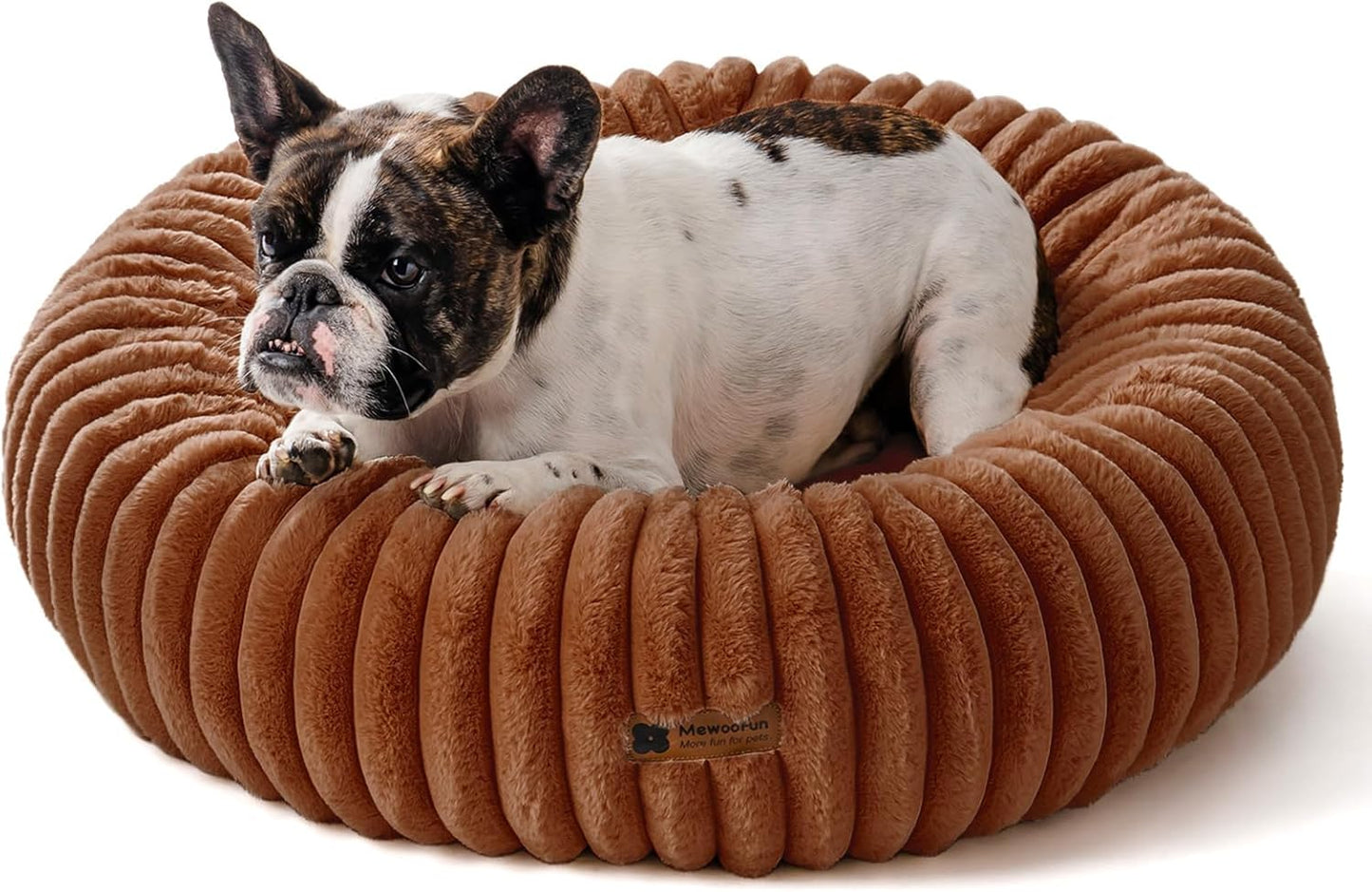 MEWOOFUN Donut Dog Bed for Small Dogs - Fluffy Calming Bed