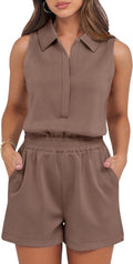 Romper for Womens 2025 Sleeveless V Neck One Piece - Versatile Summer